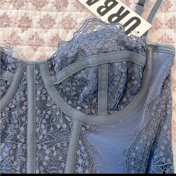 NWT Urban Outfitters Out from Under Modern Love Corset Lace Small Blue - Picture 11 of 15